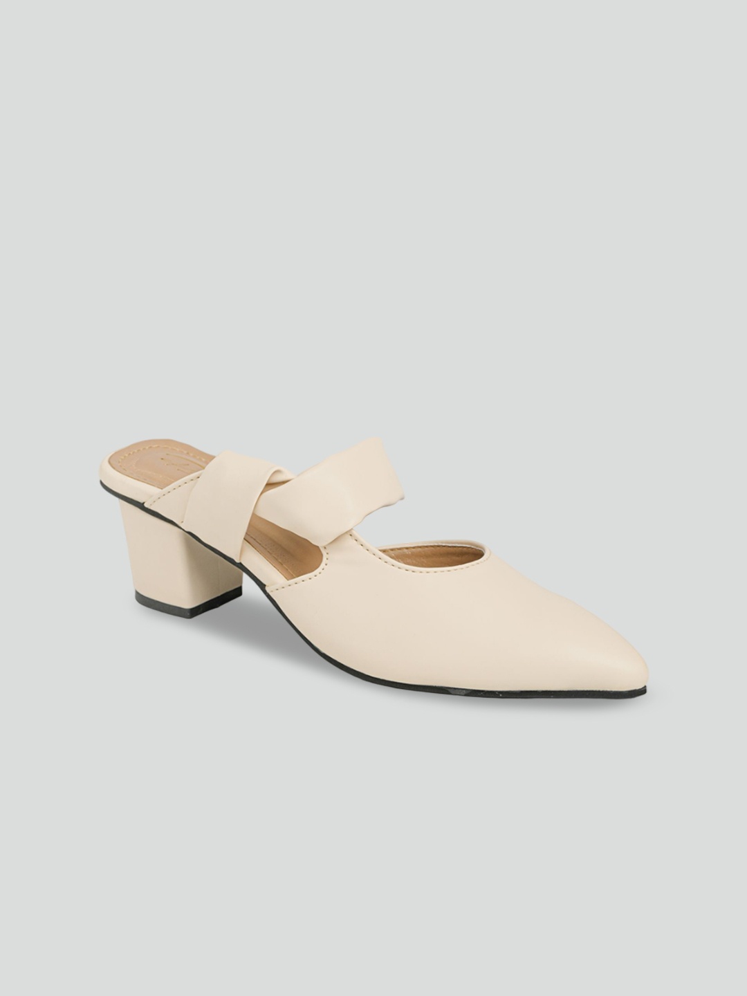 

PURPLEHUNT Women PU Slim Heeled Sandals, Cream