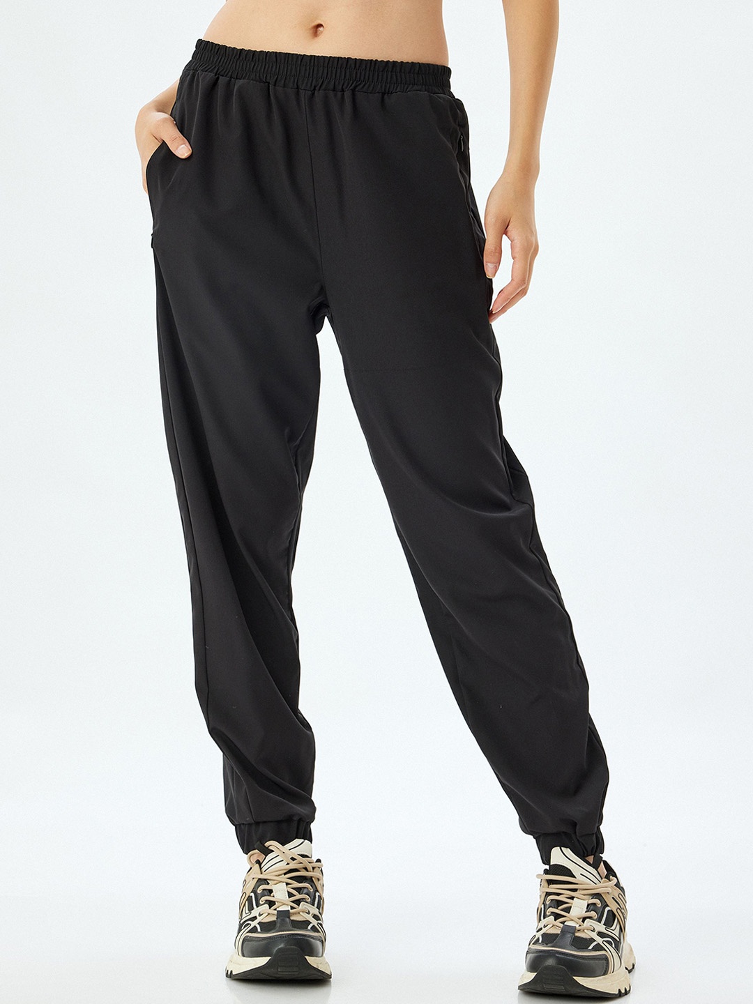 

Koton Women Mid Rise Joggers Track Pants, Black