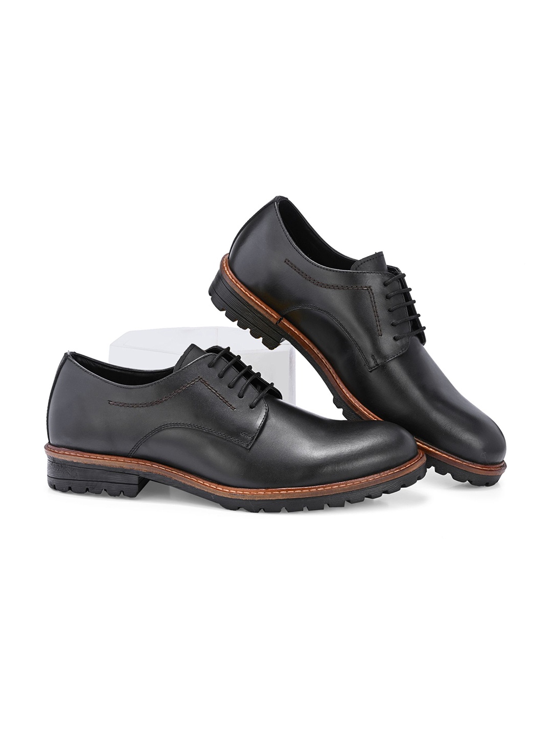 

Harrykson London Men Leather Lace-Up Derbys Shoes, Black