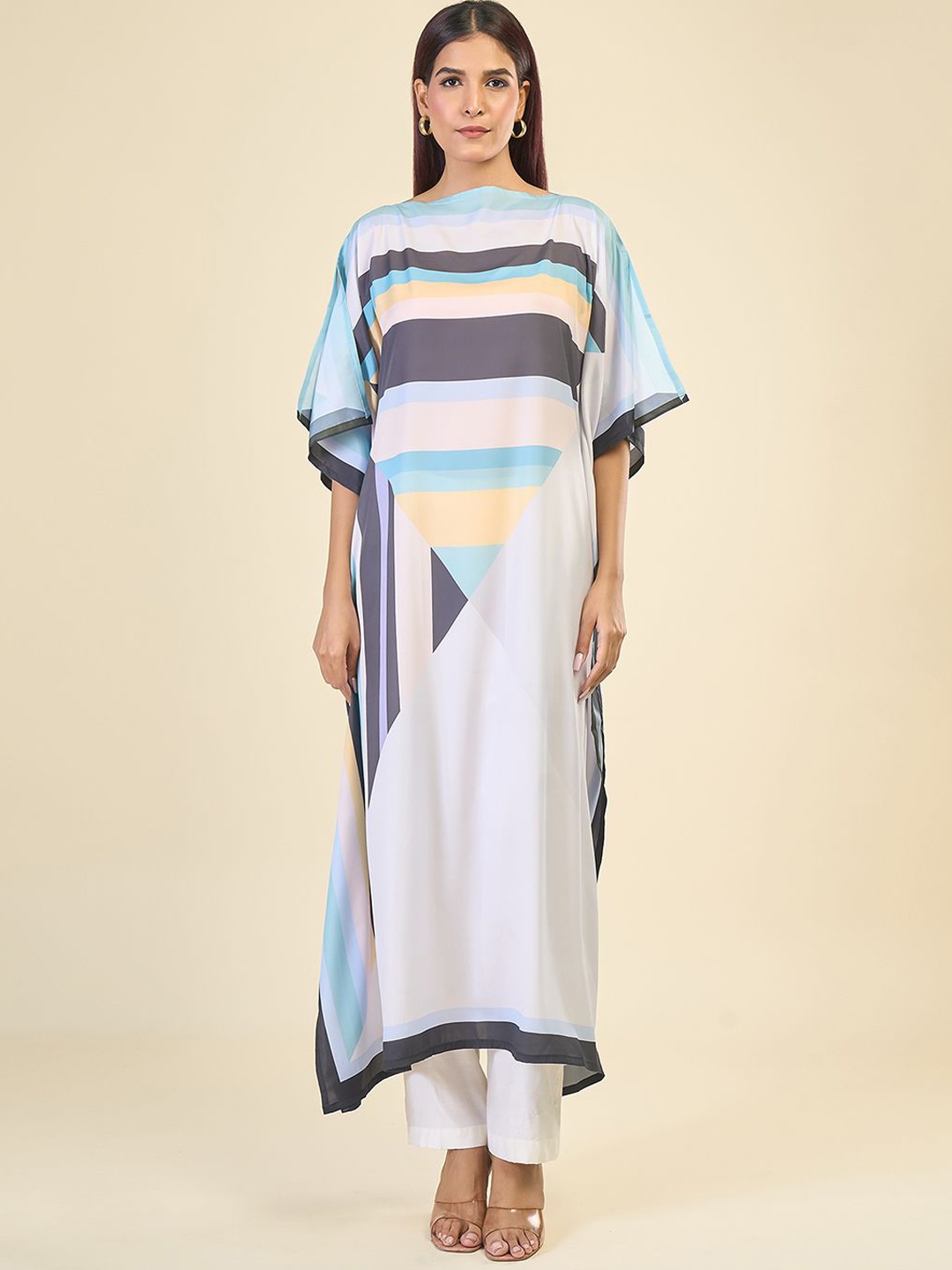 

Samyukta Singhani Women Striped Thread Work Handloom Kurta, Multi
