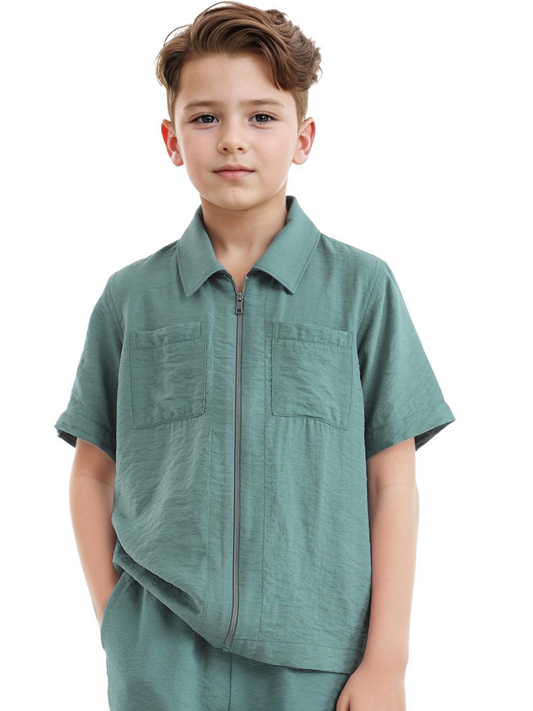 

Rare Ones Boys Viscose Solid Shirt, Green