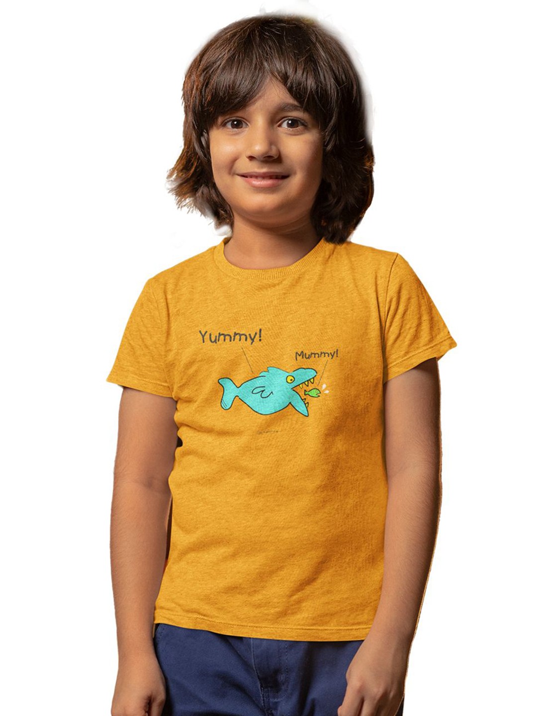 

Tantra Unisex Kids Graphic Printed Round Neck Cotton T-shirt, Yellow