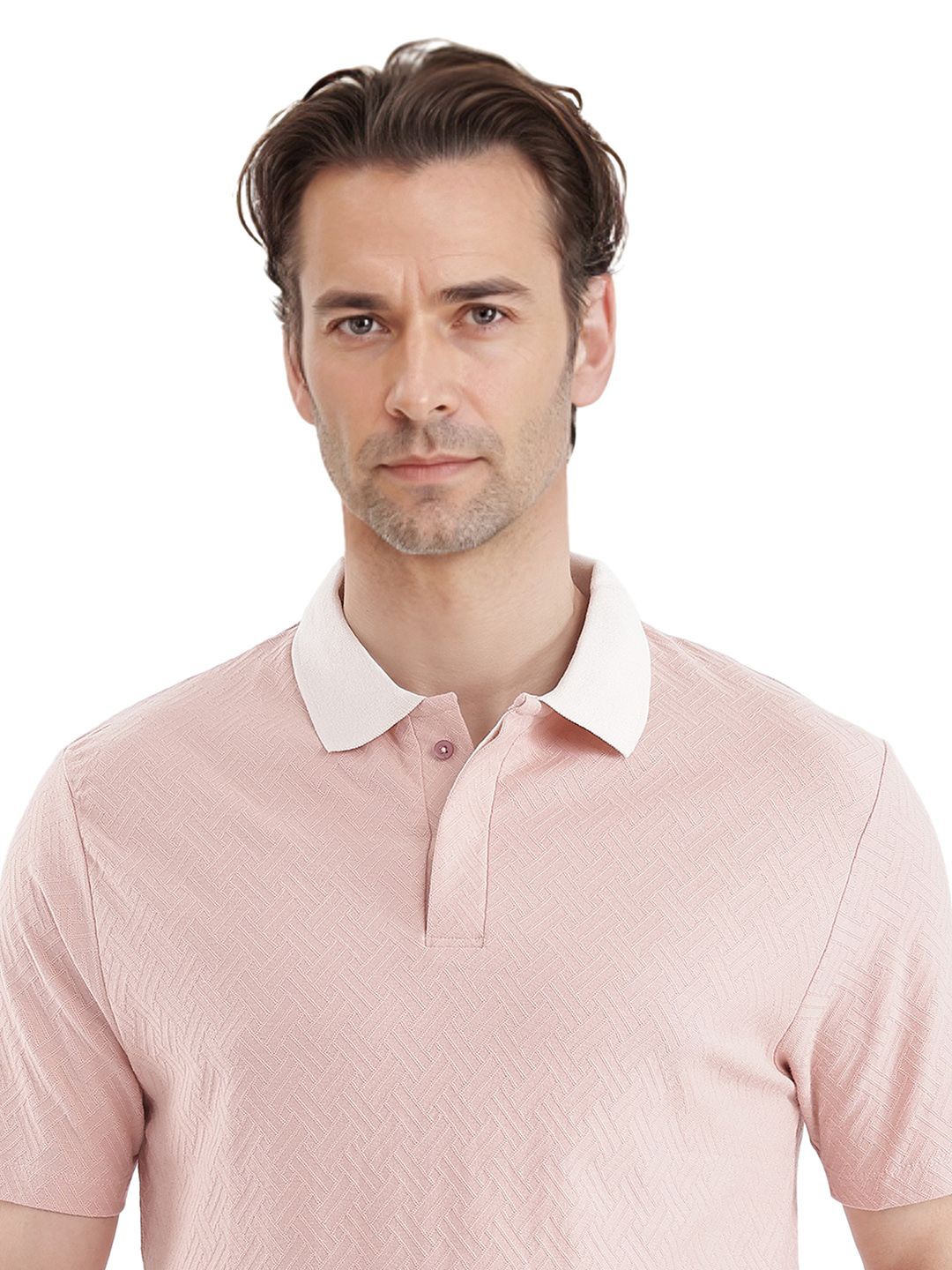 

RARE RABBIT Men Solid Polo Collar Cotton T-shirt, Pink