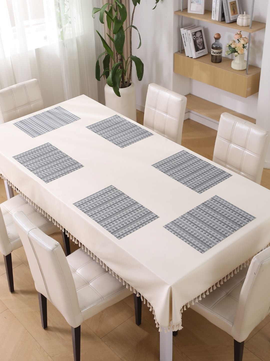 

HOKIPO Grey & White 6 Pieces Geometric Rectangle Table Placemats