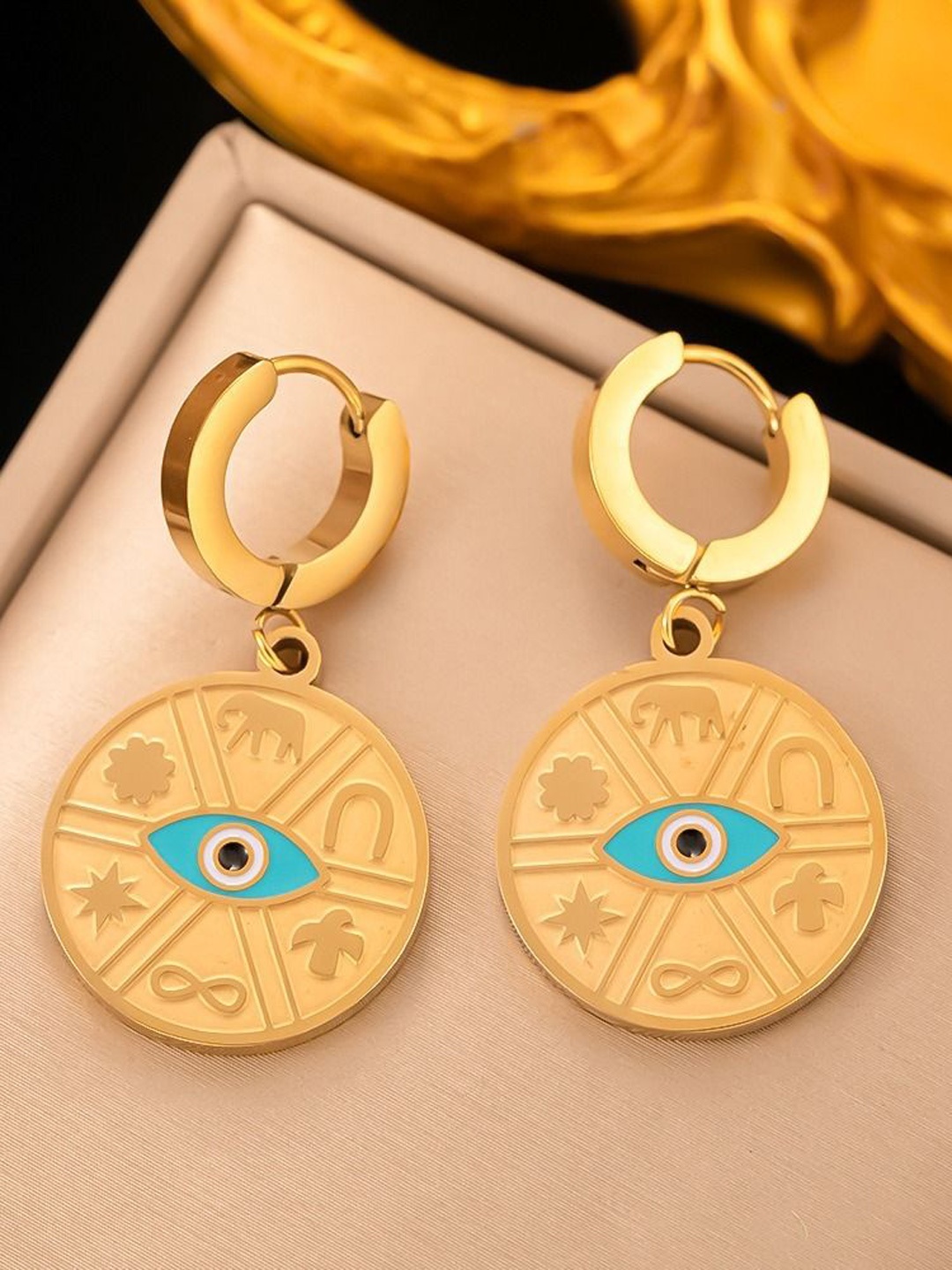 

MYKI Stainless Steel Gold Plated Contemporary Drop Earrings