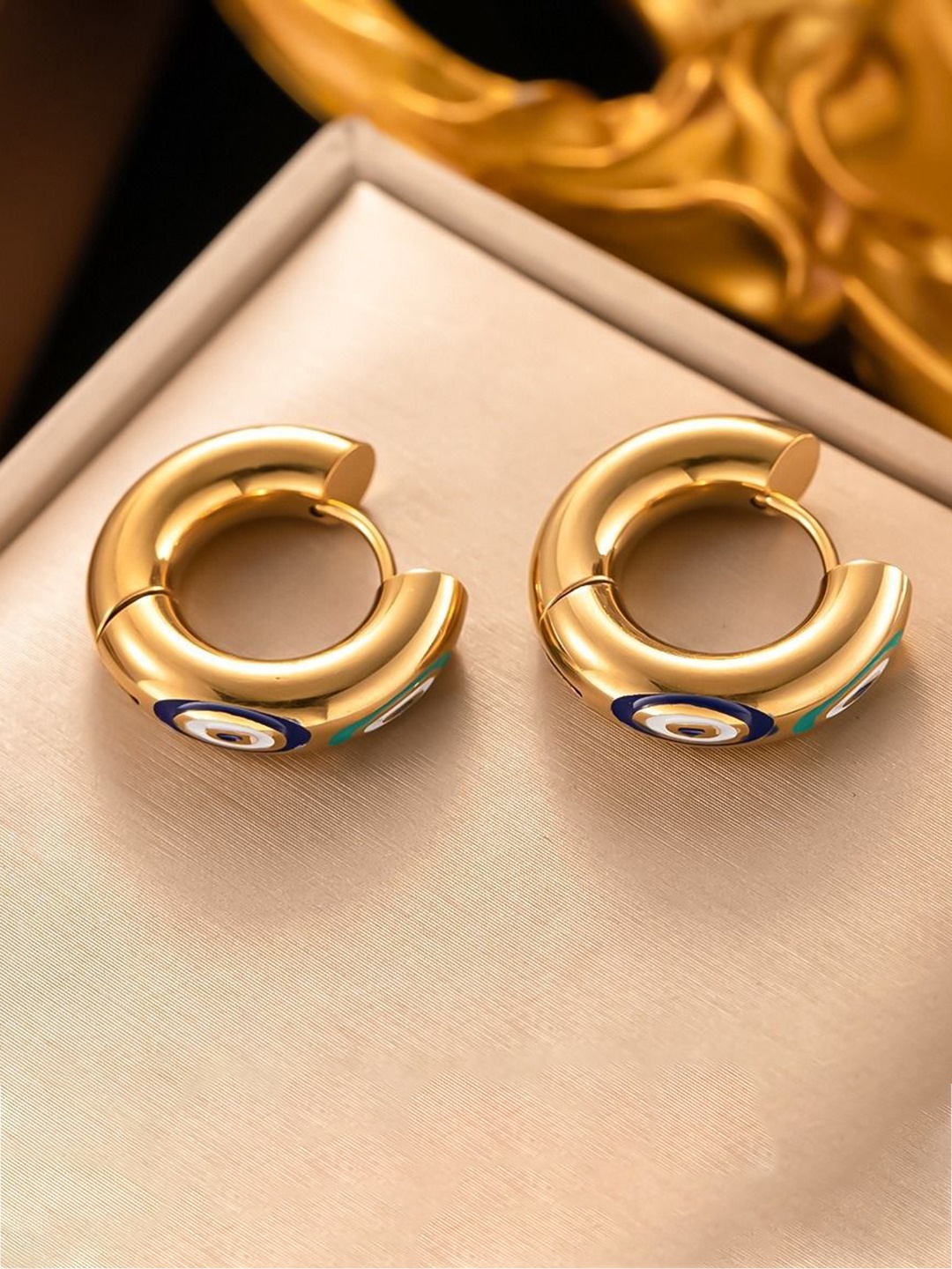 

MYKI Stainless Steel Gold Plated Contemporary Hoop Earrings
