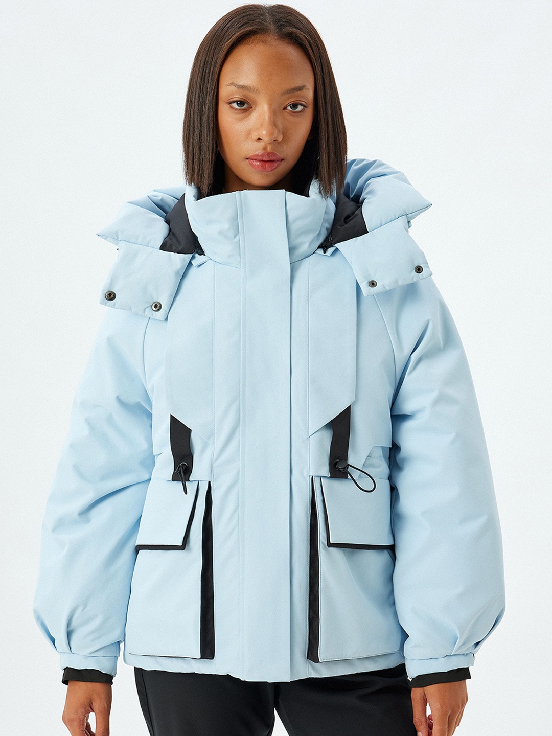 

Koton Women Straight Hooded Quilted Jacket, Blue