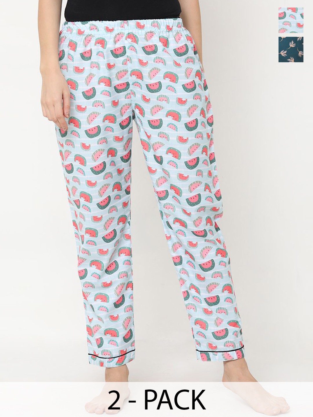 

FashionRack Women Pack Of 2 Printed Lounge Pants, Blue