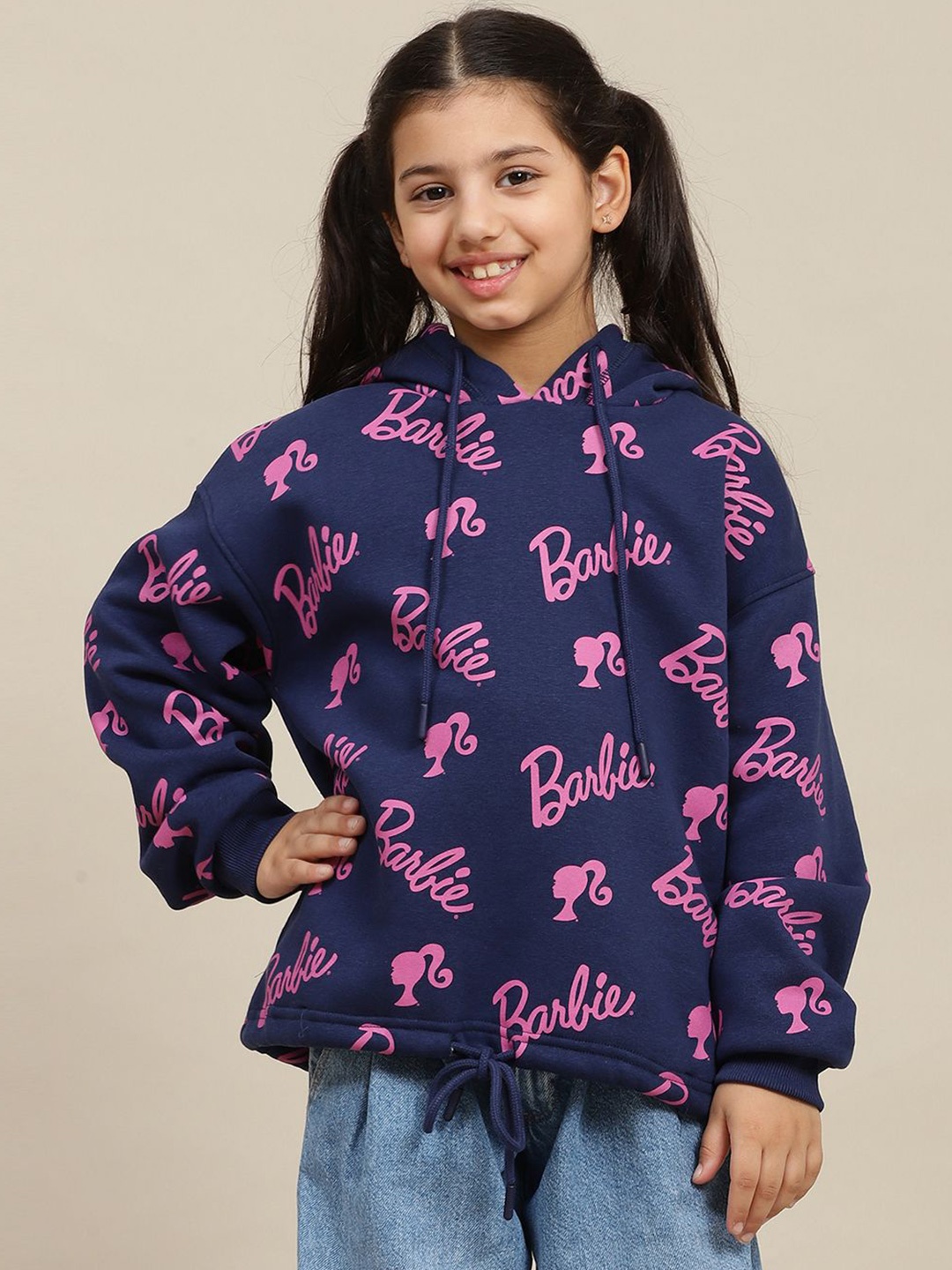 

Kids Ville Girls Cotton Barbie Printed Oversized Hoodie Sweatshirts, Blue