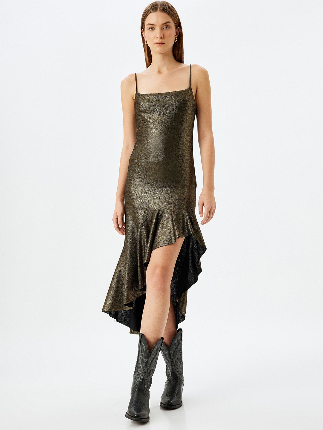 

Koton Women Embellished Drop-Waist Midi Dress, Brown