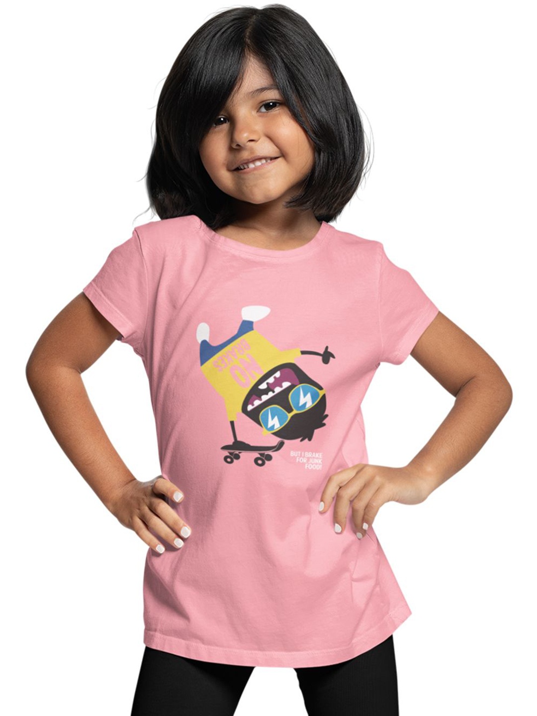

Tantra Unisex Kids Graphic Printed Round Neck Cotton T-shirt, Pink