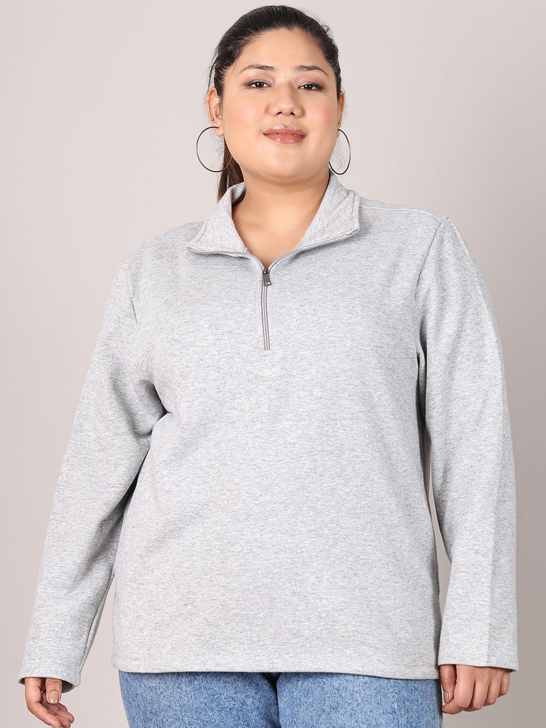 

Rute Women Shirt Collar Long Sleeves Sweatshirt, Grey
