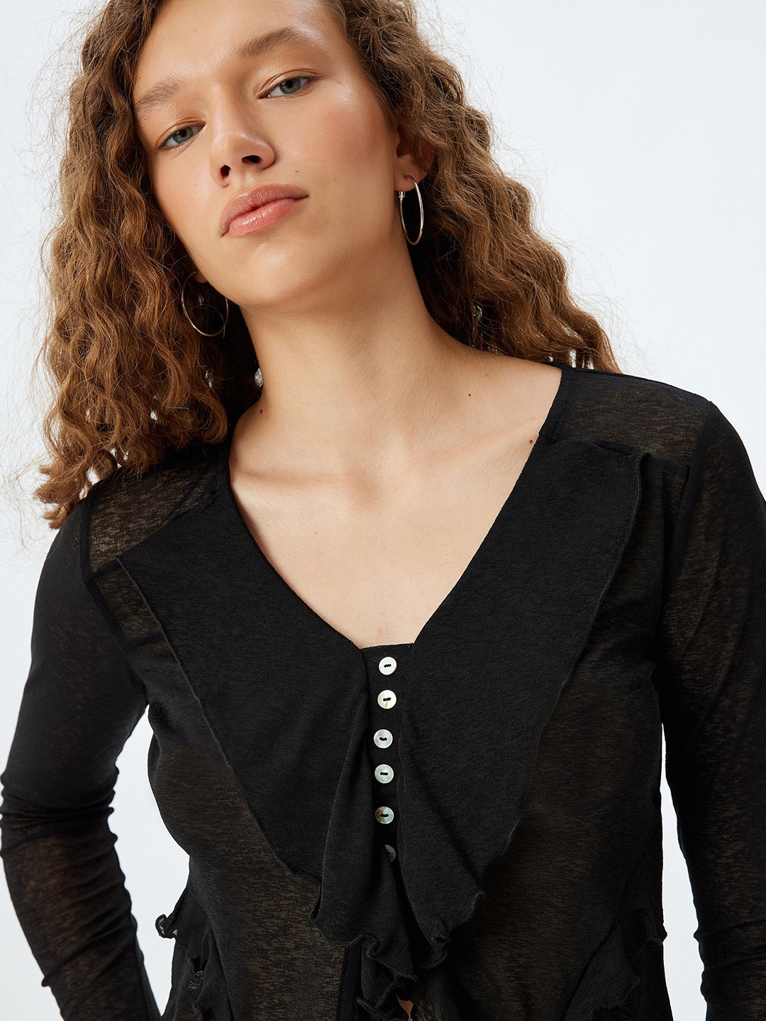 

Koton Women V-Neck Regular Top, Black