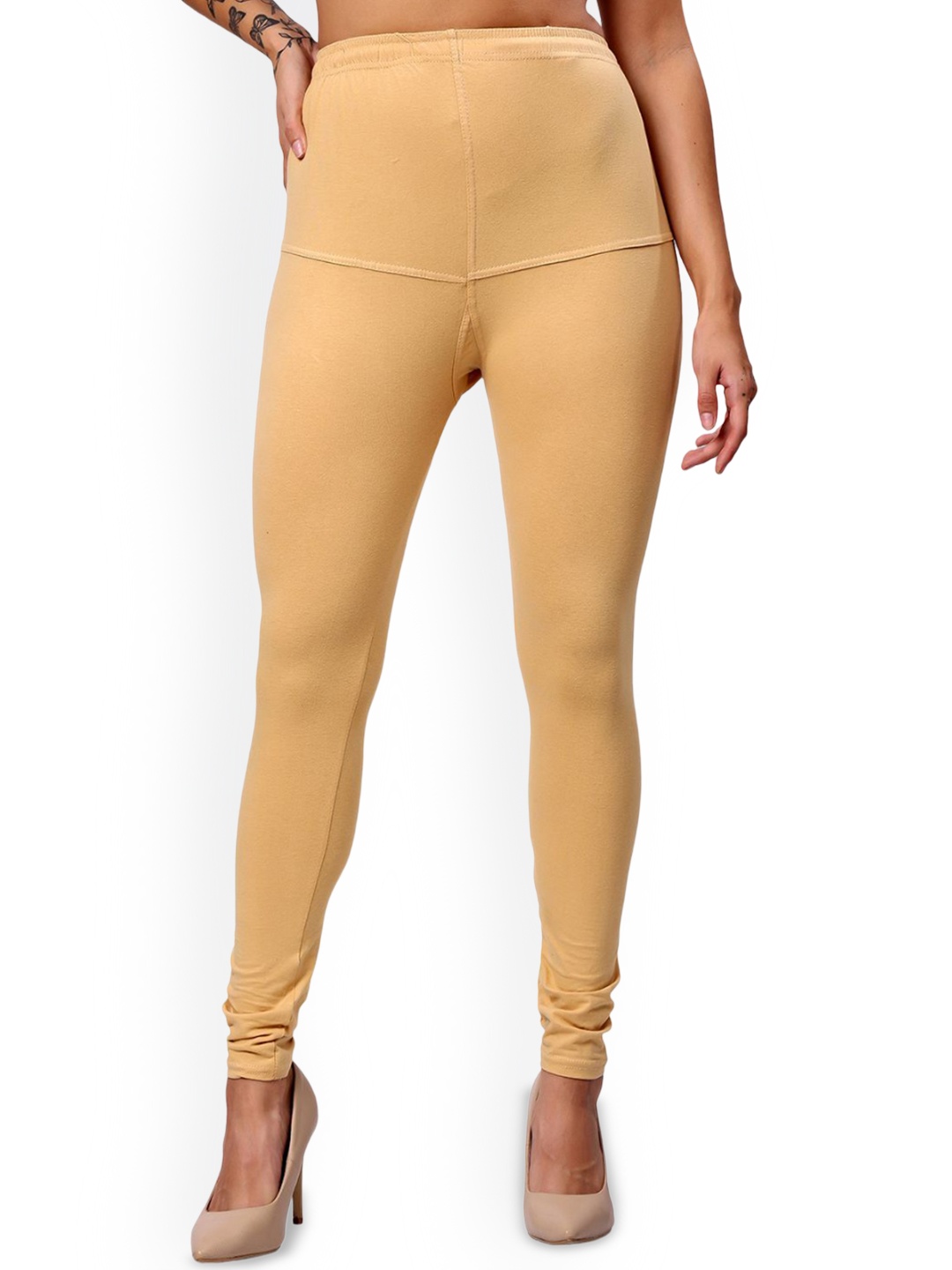 

Keviv Women Cotton Churidar Length Leggings, Beige