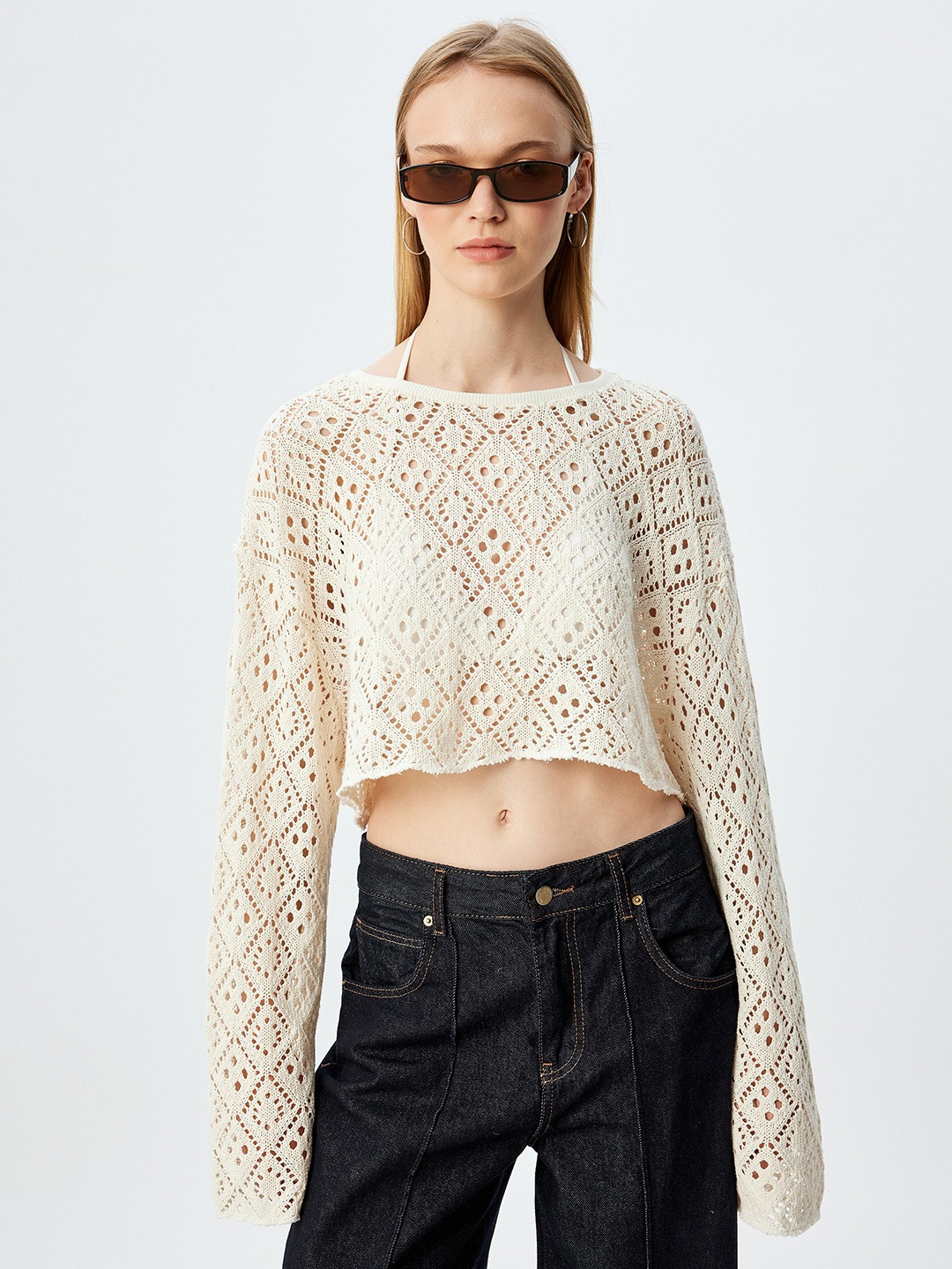 

Koton Women Henley Neck Pockets T-shirt, Beige