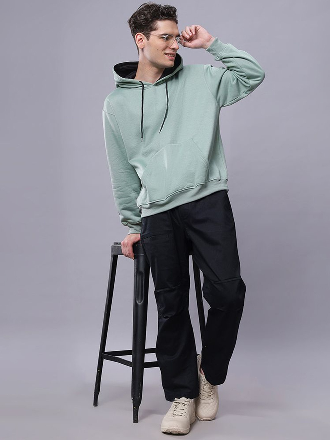 

Wear Your Opinion Men Drop Shoulder Kangaroo Pocket Hooded Sweatshirt, Blue