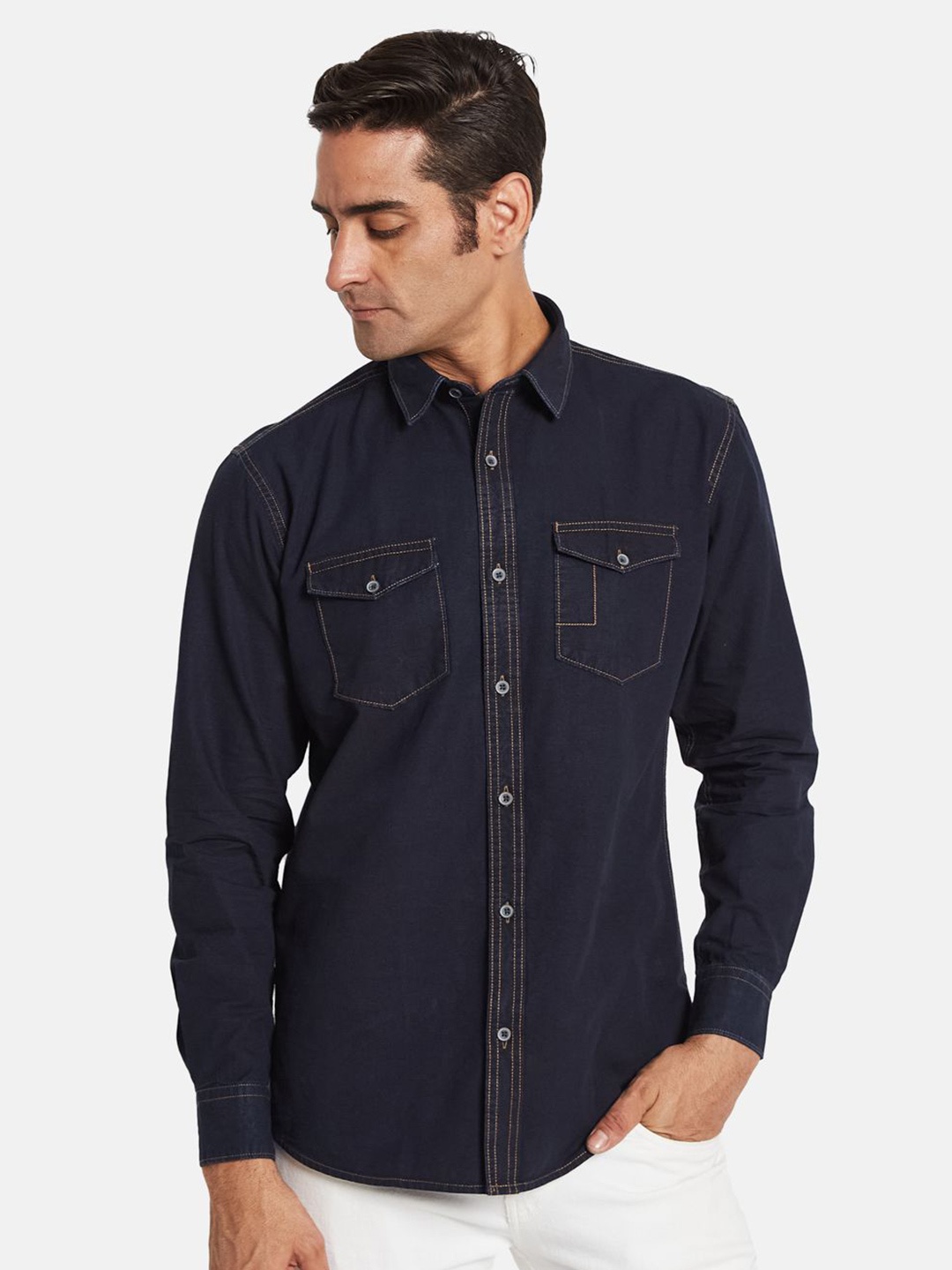 

METTLE Men Opaque Casual Shirt, Blue