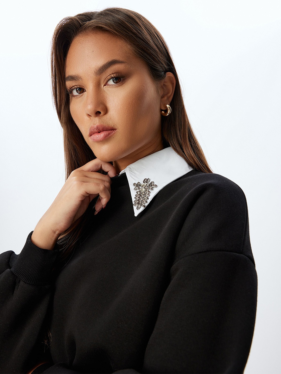 

Koton Women Cotton Long Sleeves Sweatshirt, Black