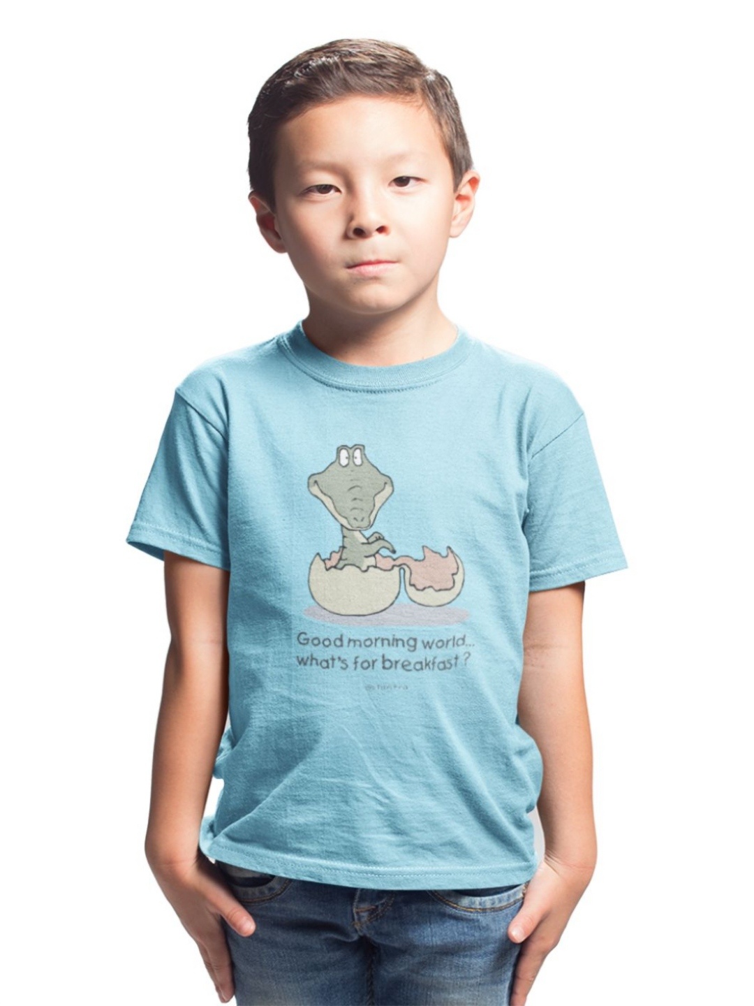 

Tantra Unisex Kids Graphic Printed Round Neck Cotton T-shirt, Turquoise blue