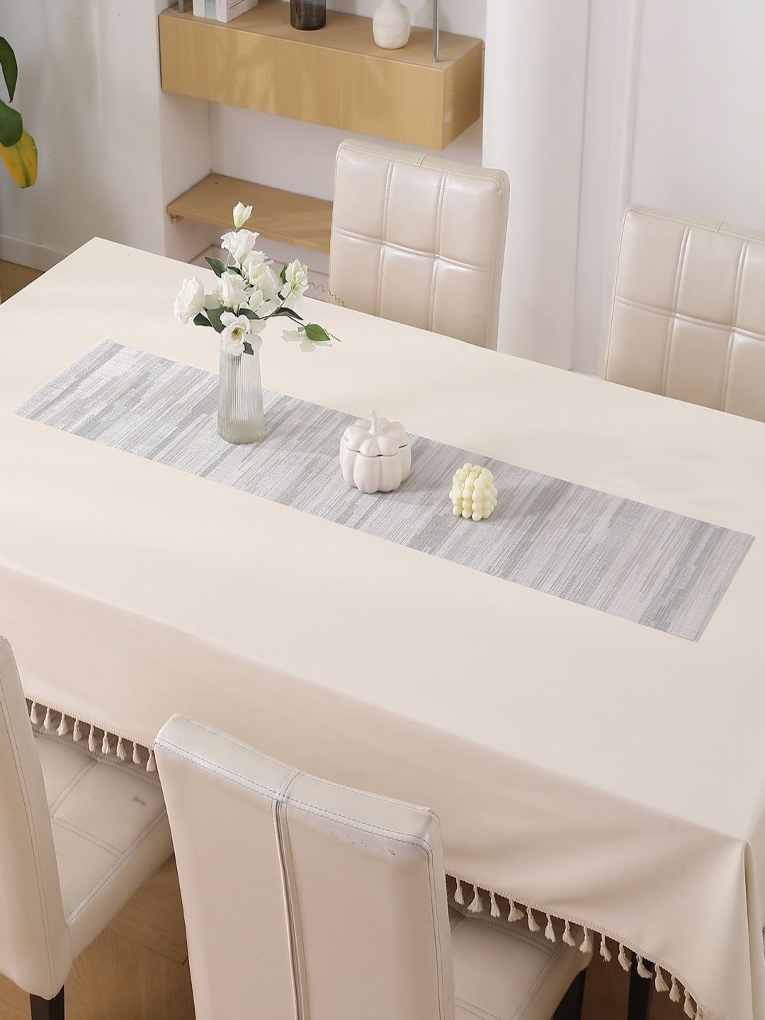 

HOKIPO Grey & White Striped Dining Table Runner