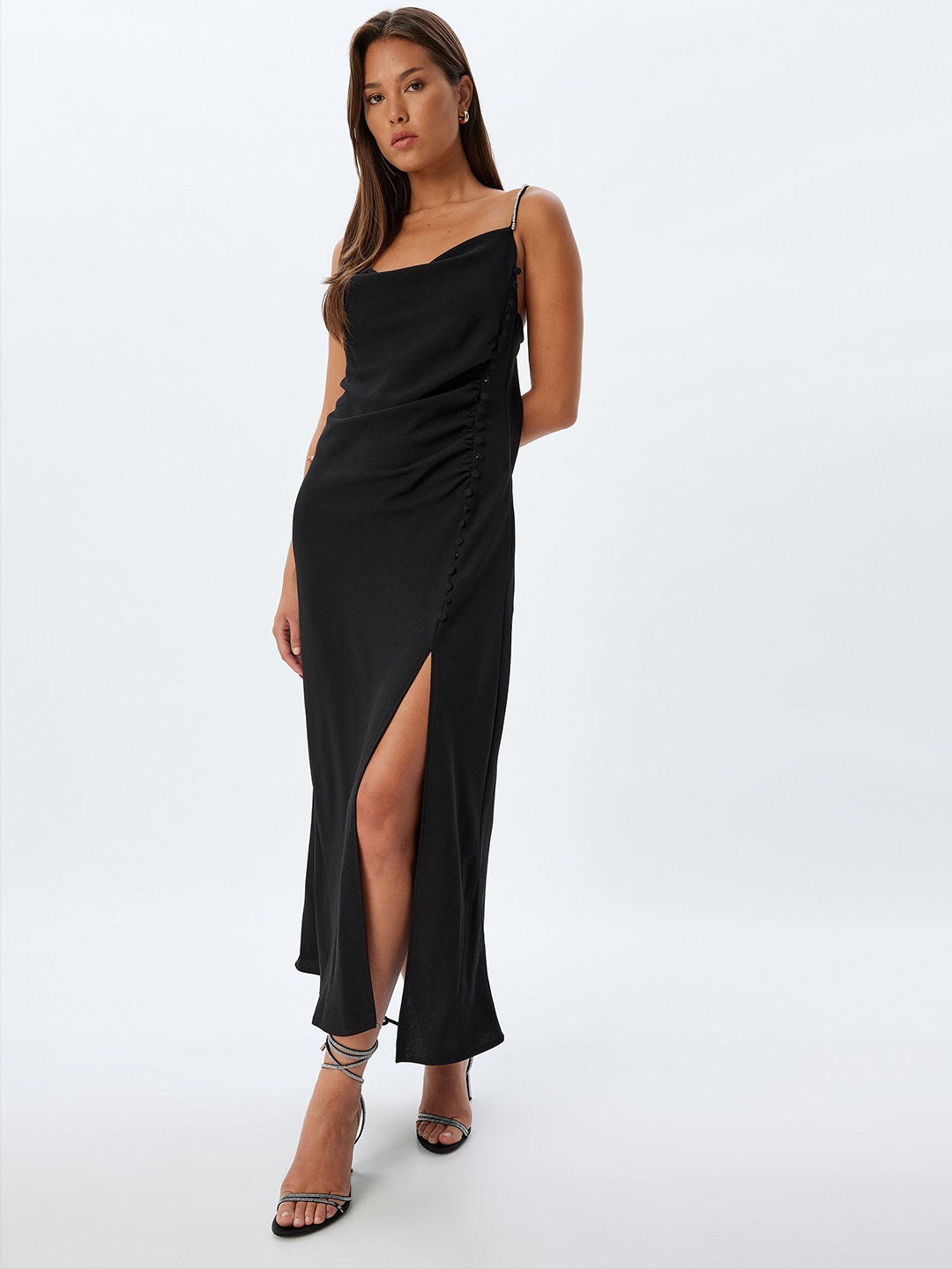 

Koton Women V-Neck Maxi Dress, Black