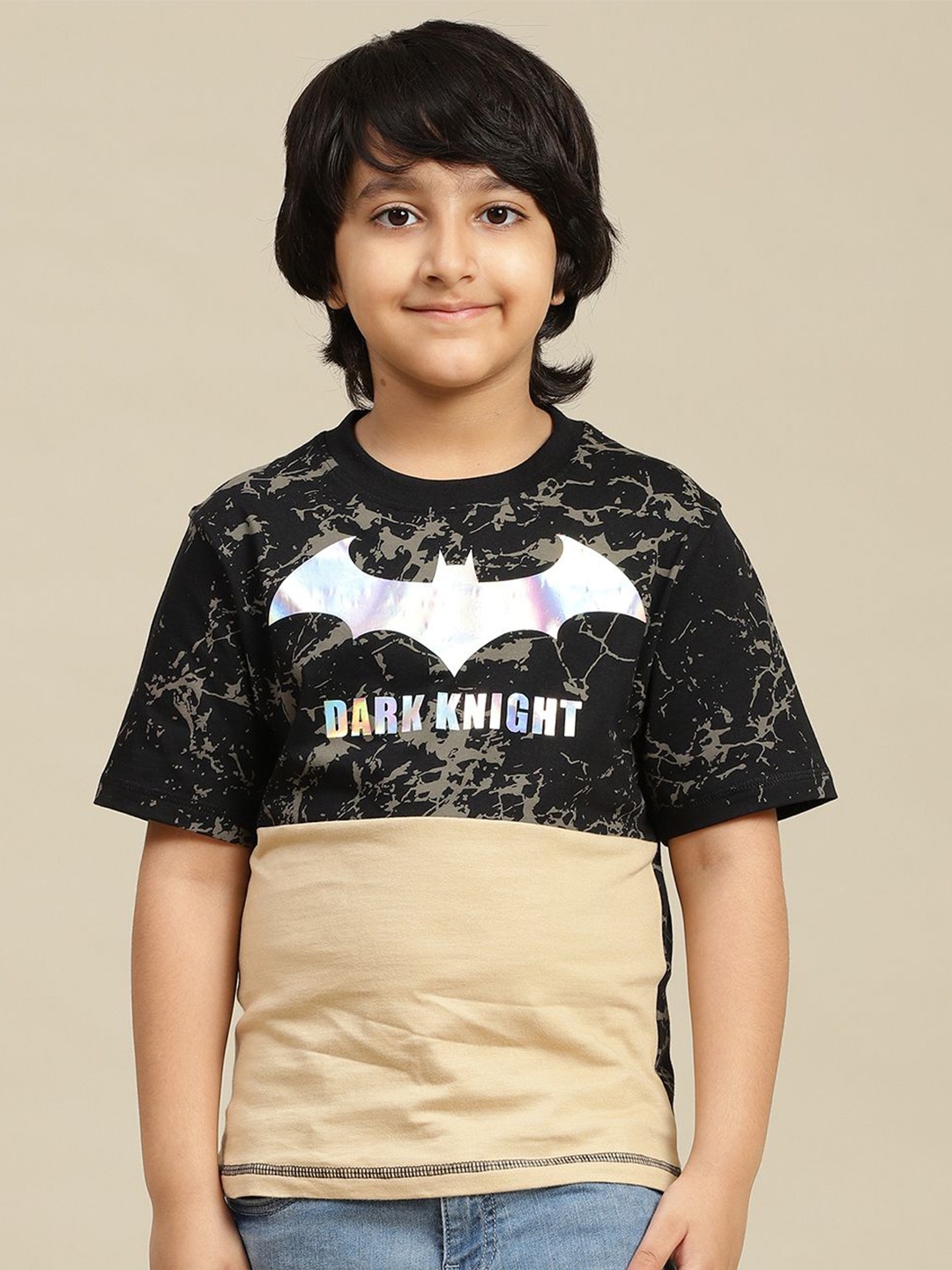 

Kids Ville Boys Graphic Printed Round Neck Cotton Batman T-shirt, Black