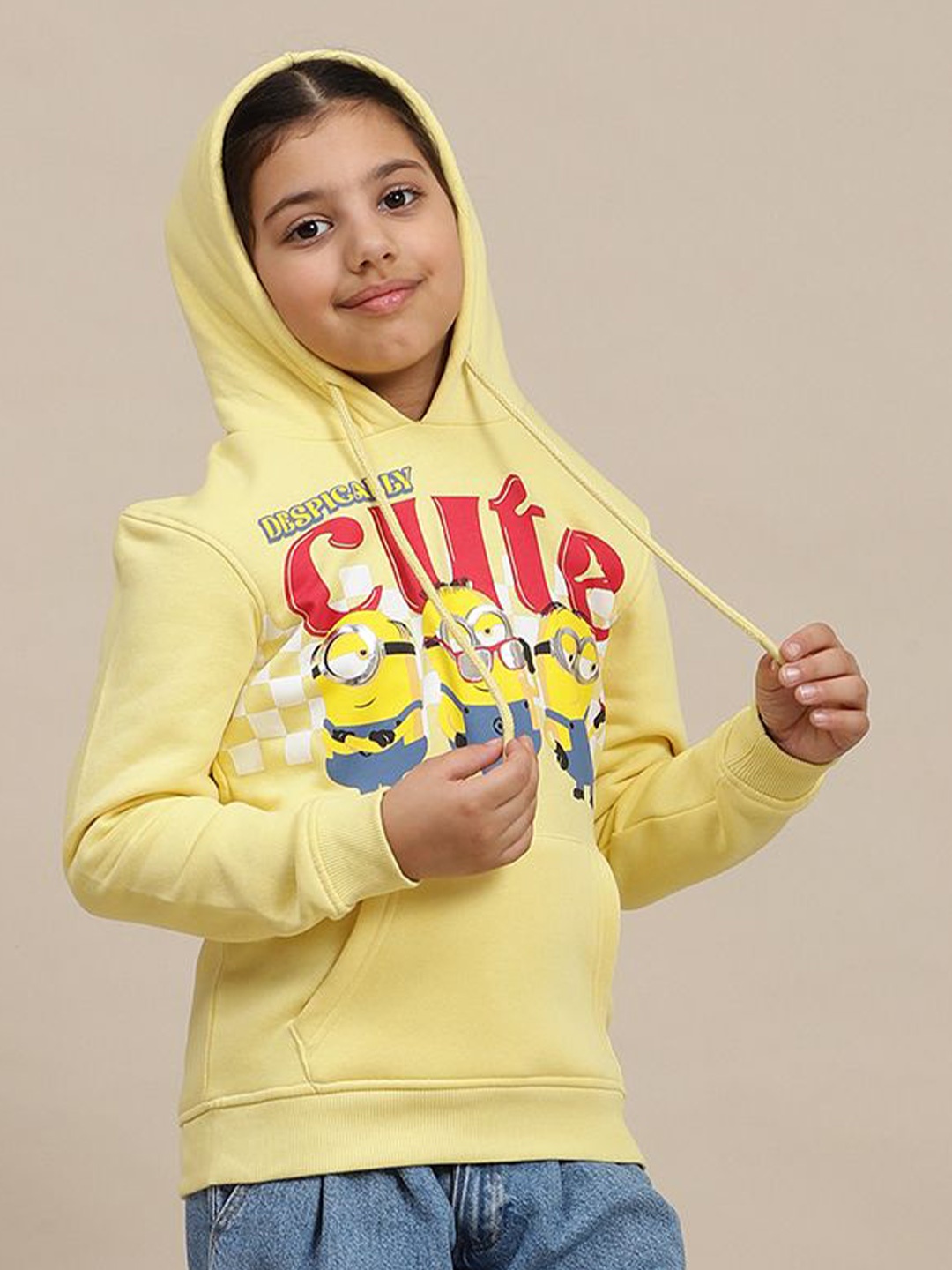 

Kids Ville Girls Minions Printed Relaxed Fit Hoodie, Yellow