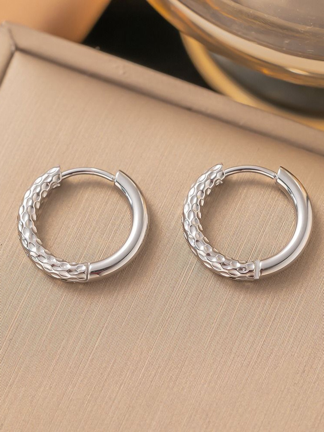 

MYKI Silver-Plated Stainless Steel Circular Hoop Earrings
