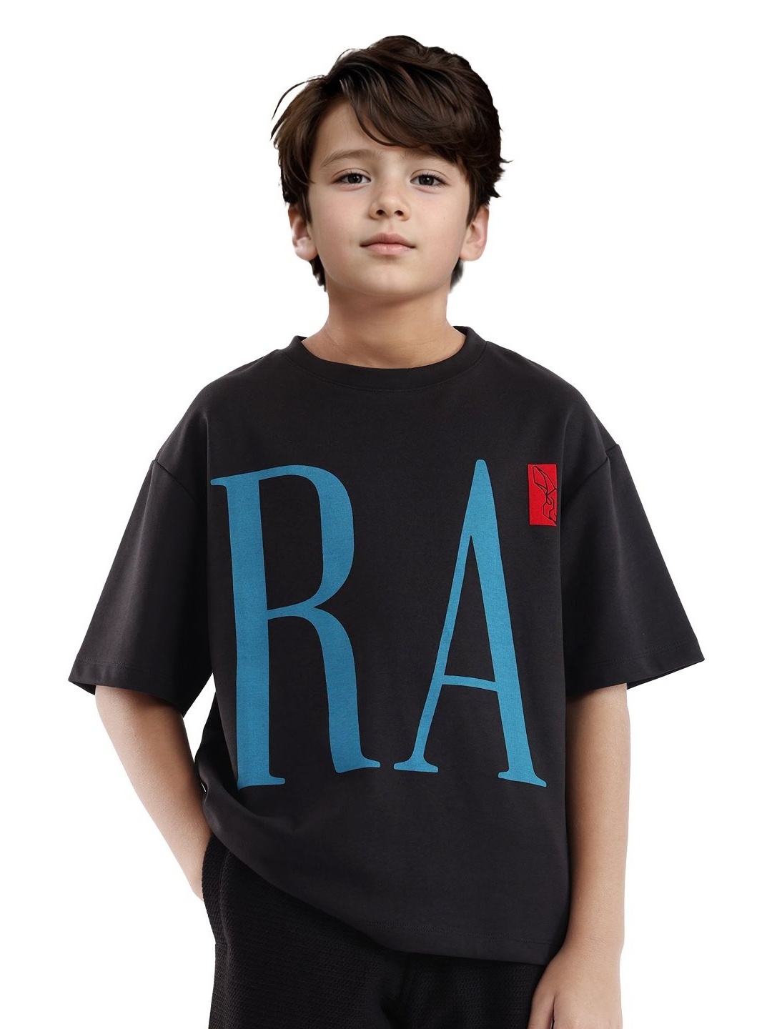 

Rare Ones Boys Oversized Graphic Print T-Shirt, Black