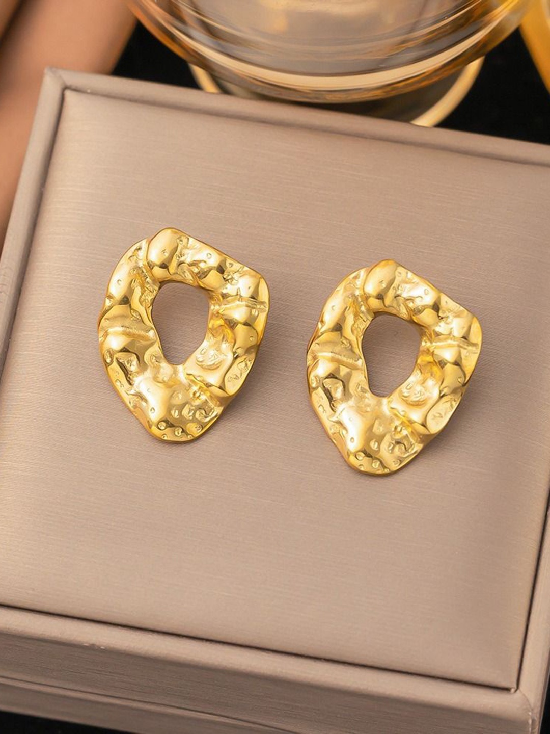 

MYKI Gold-Plated Stainless Steel Contemporary Studs Earrings