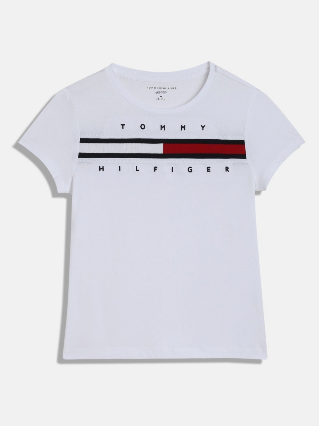 

Tommy Hilfiger Girls Graphic Printed Round Neck Cotton T-shirt, White