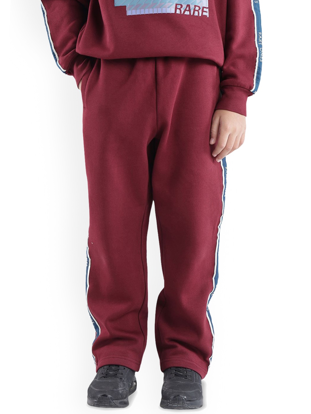 

RARE ONES Boys Cotton Mid Rise Regular Fit Track Pants, Maroon