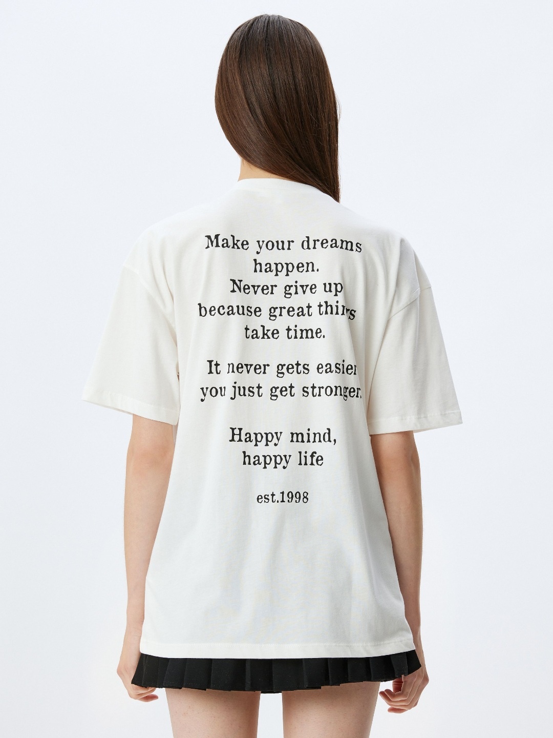 

Koton Women Typography Printed Round Neck Cotton Oversized T-shirt, White