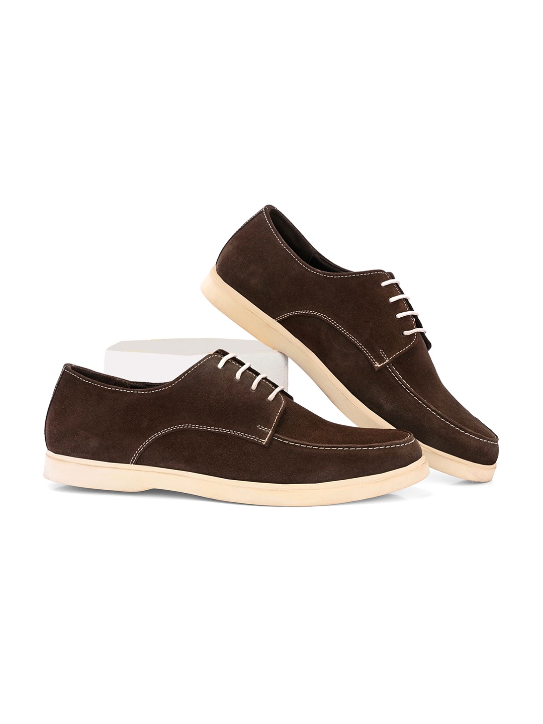 

Harrykson London Men Leather Suede Lace-Up Sneakers with Lightweight Sole, Brown