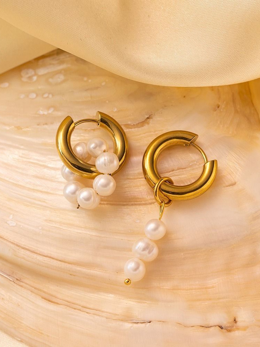 

MYKI Gold-Plated Attractive Stainless Steel Contemporary Hoop Earrings