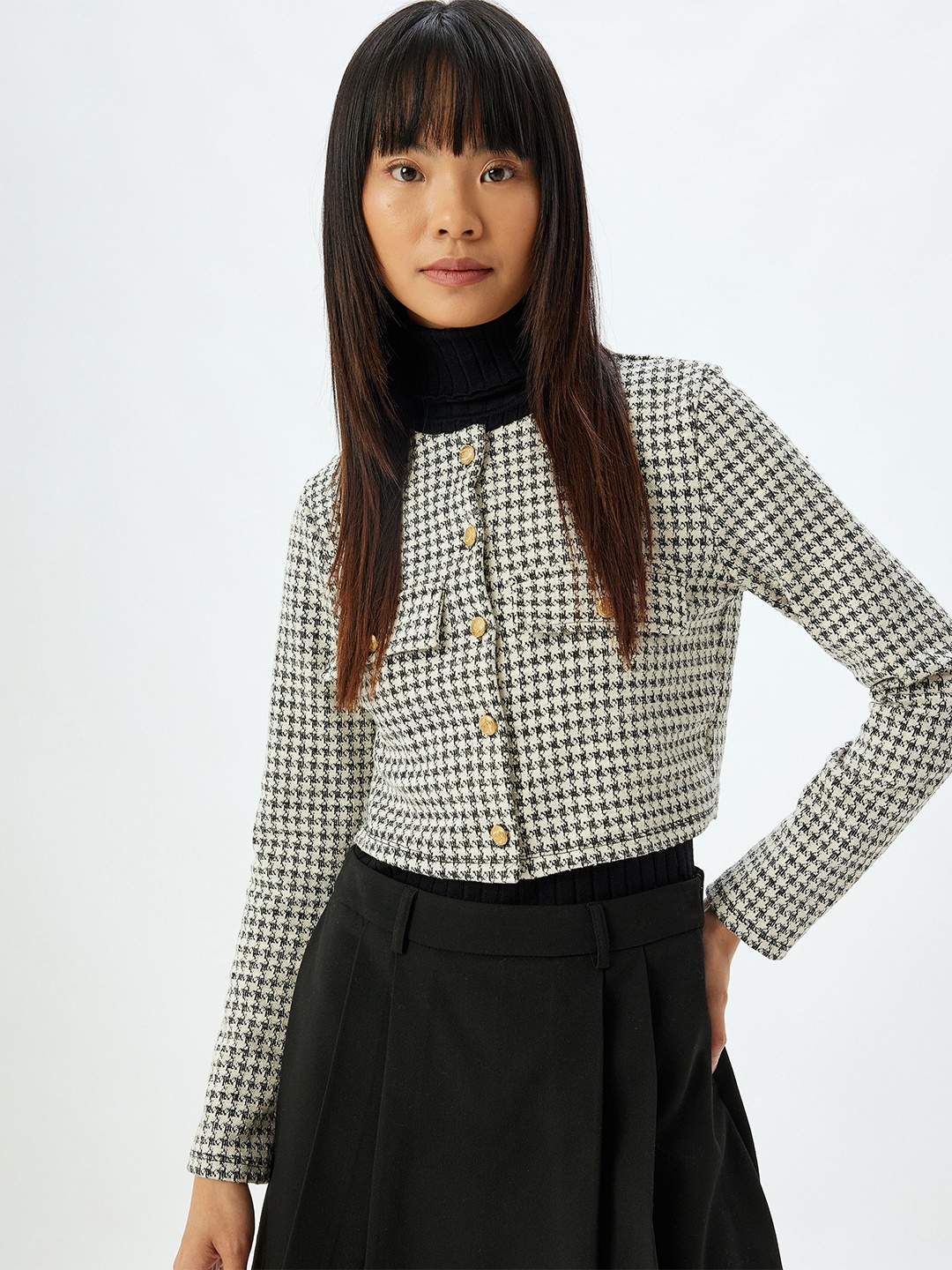 

Koton Women Printed Cardigan, Black