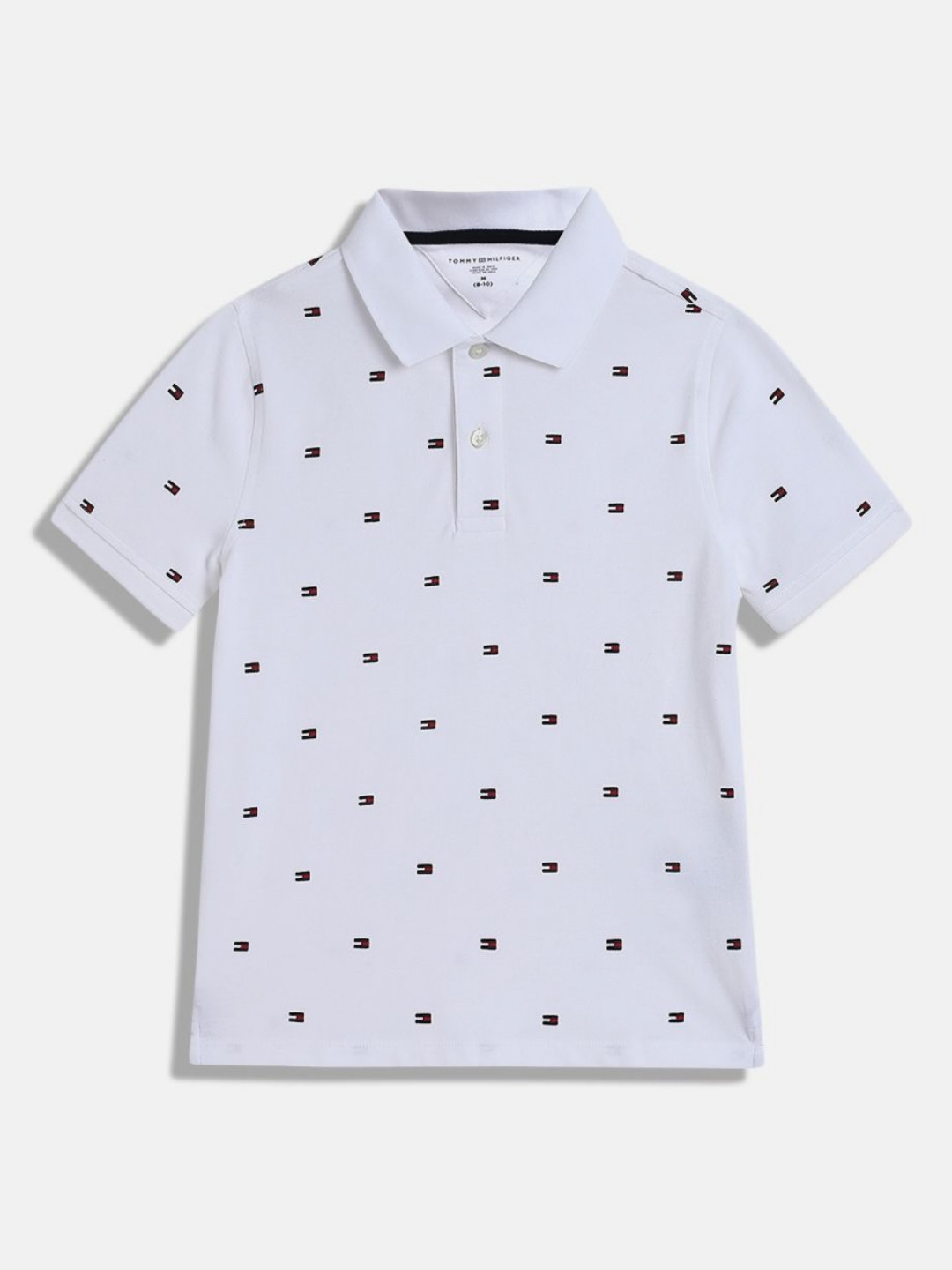 

Tommy Hilfiger Boys Conversational Printed Polo Collar Cotton T-shirt, White