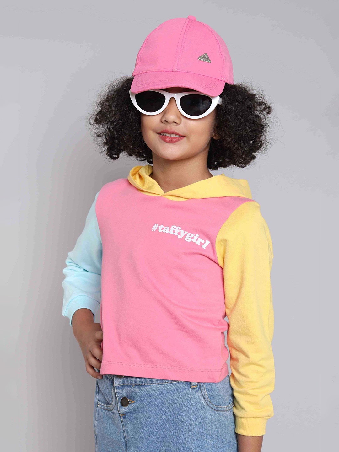 

taffykids Girls Colourblocked Crop Top, Pink