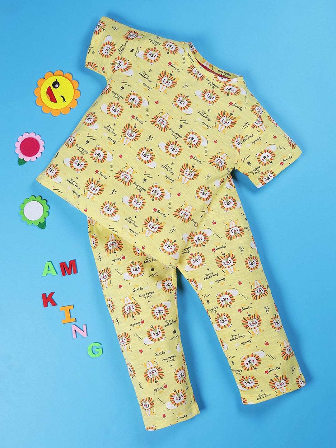 

RAINE AND JAINE Girls Printed Night suit, Yellow