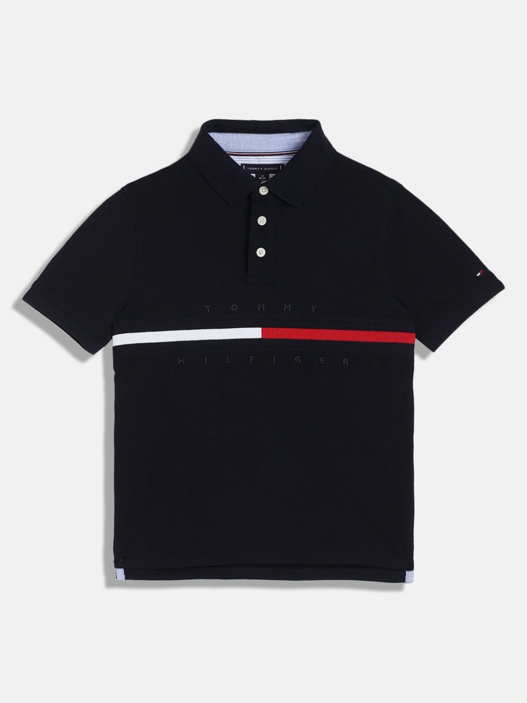 

Tommy Hilfiger Boys Solid Polo Collar Cotton T-shirt, Blue