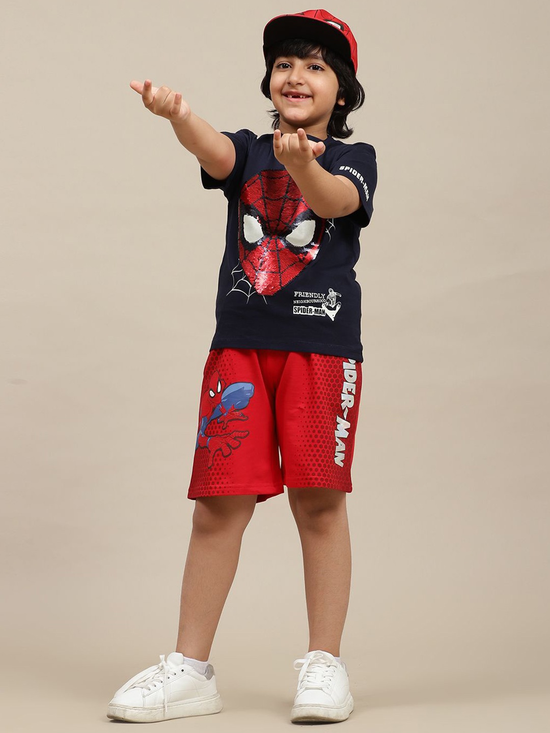 

Kids Ville Boys Graphic Printed Round Neck Cotton Spider-Man T-shirt, Navy blue