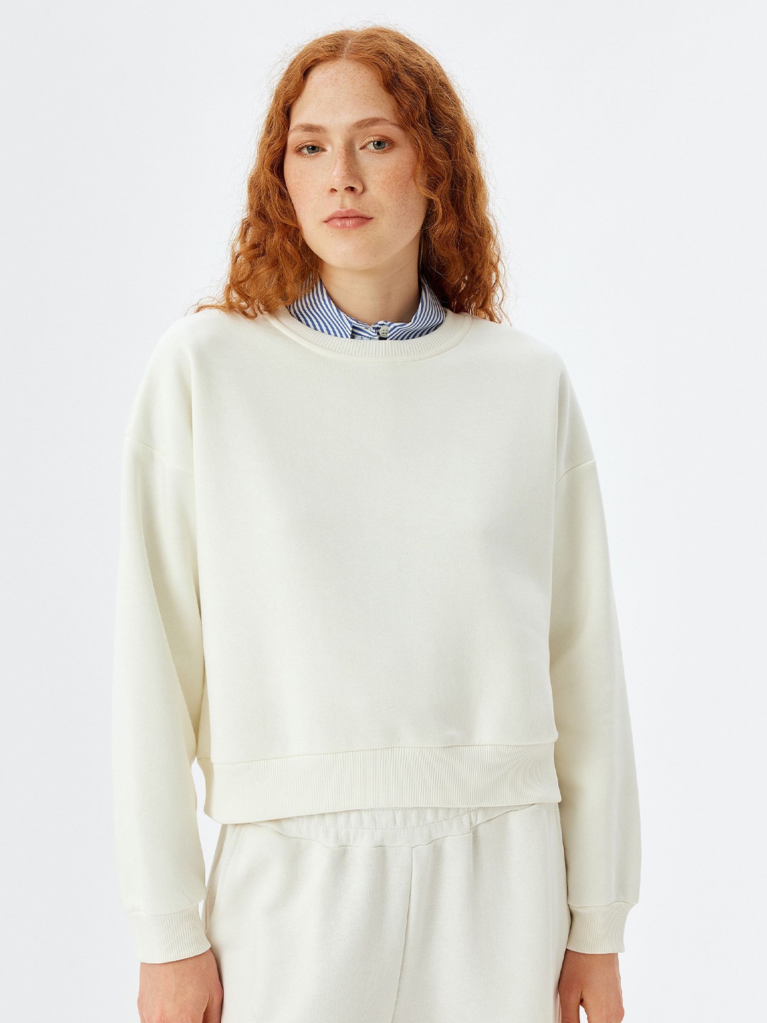 

Koton Women Round Neck Long Sleeves Sweatshirt, White