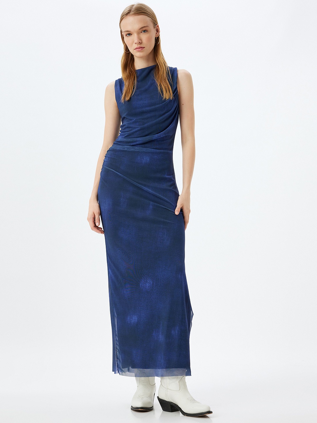 

Koton Women Round Neck Maxi Dress, Navy blue