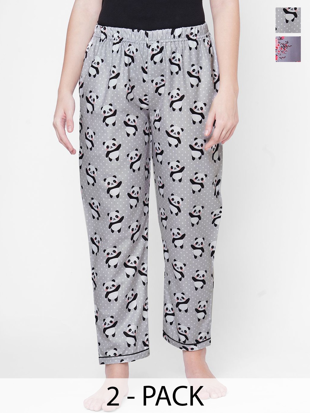 

FashionRack Women Pack Of 2 Printed Lounge Pants, Grey