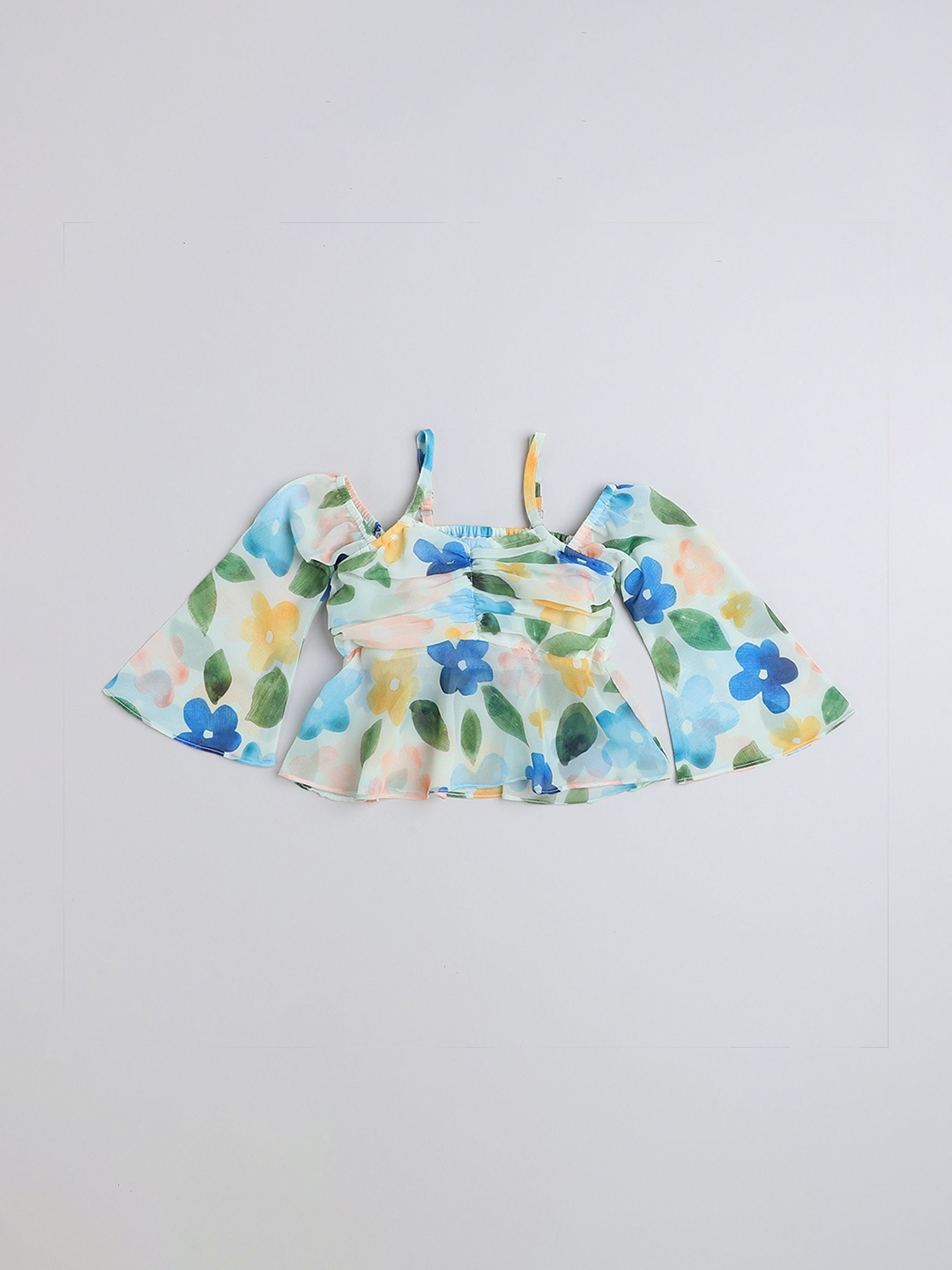 

taffykids Girls Floral Print Off-Shoulder Top, White