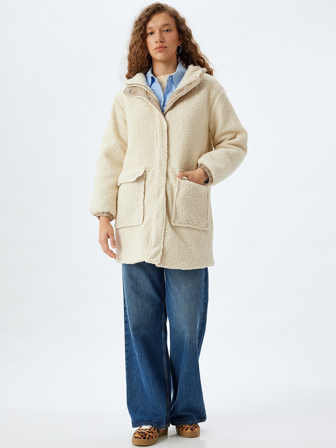 

Koton Women Single-Breasted Longline Overcoat, Off white