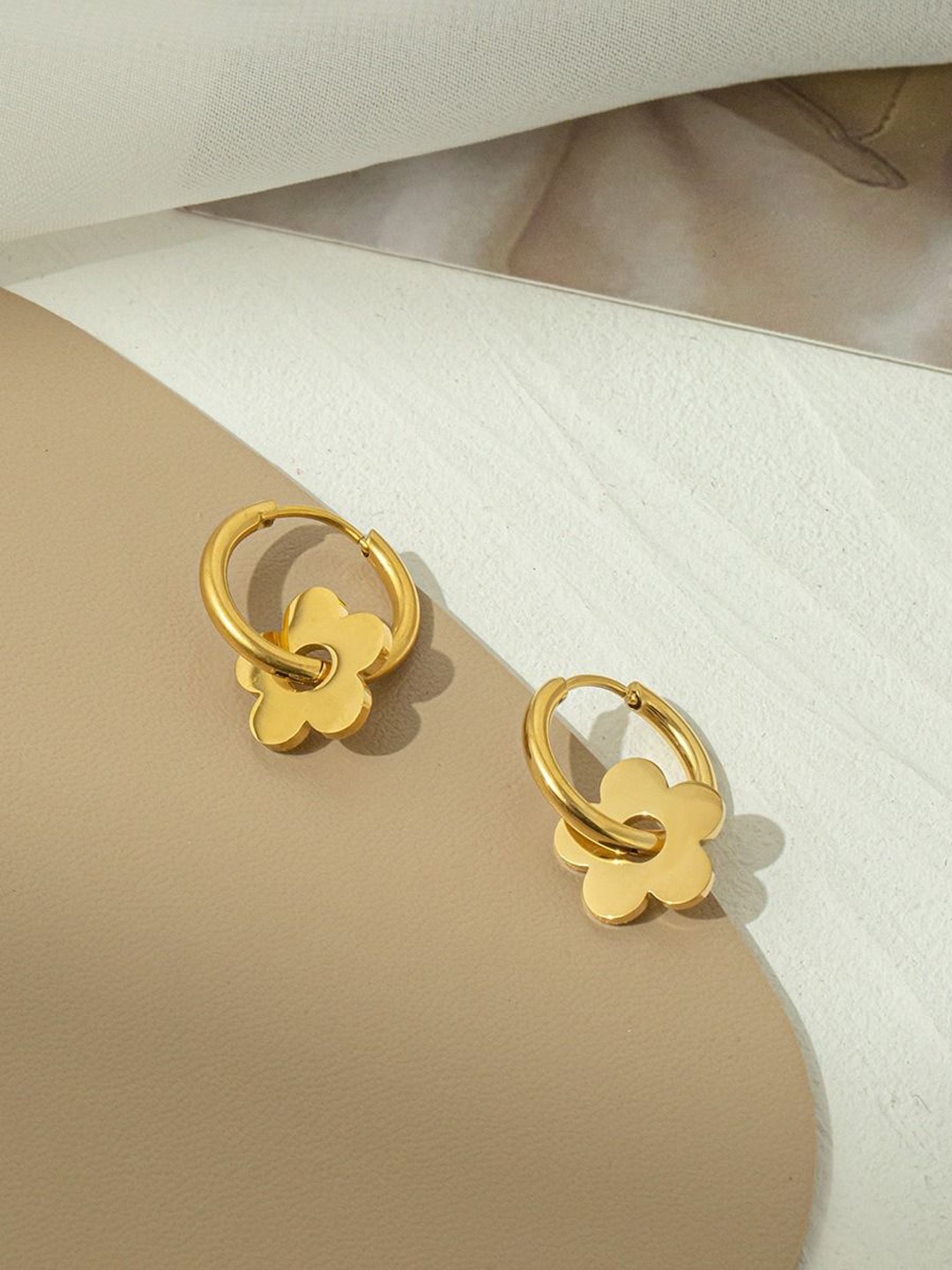 

MYKI Stainless Steel Gold Plated Contemporary Hoop Earrings