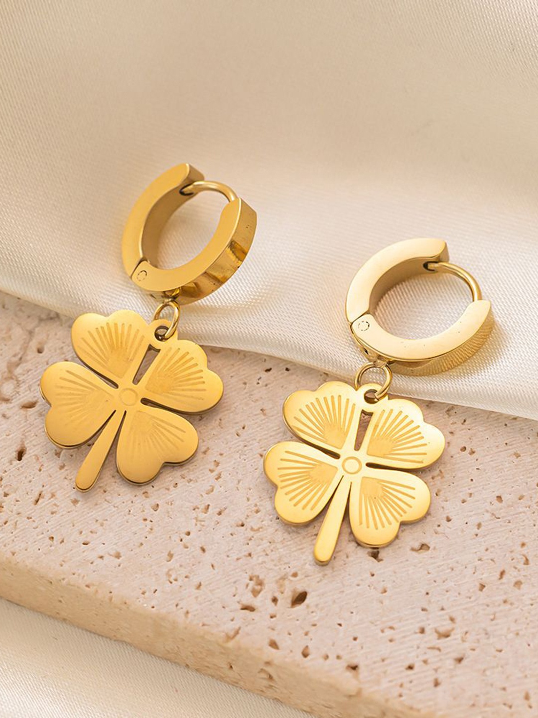 

MYKI Stainless Steel Gold Plated Contemporary Drop Earrings