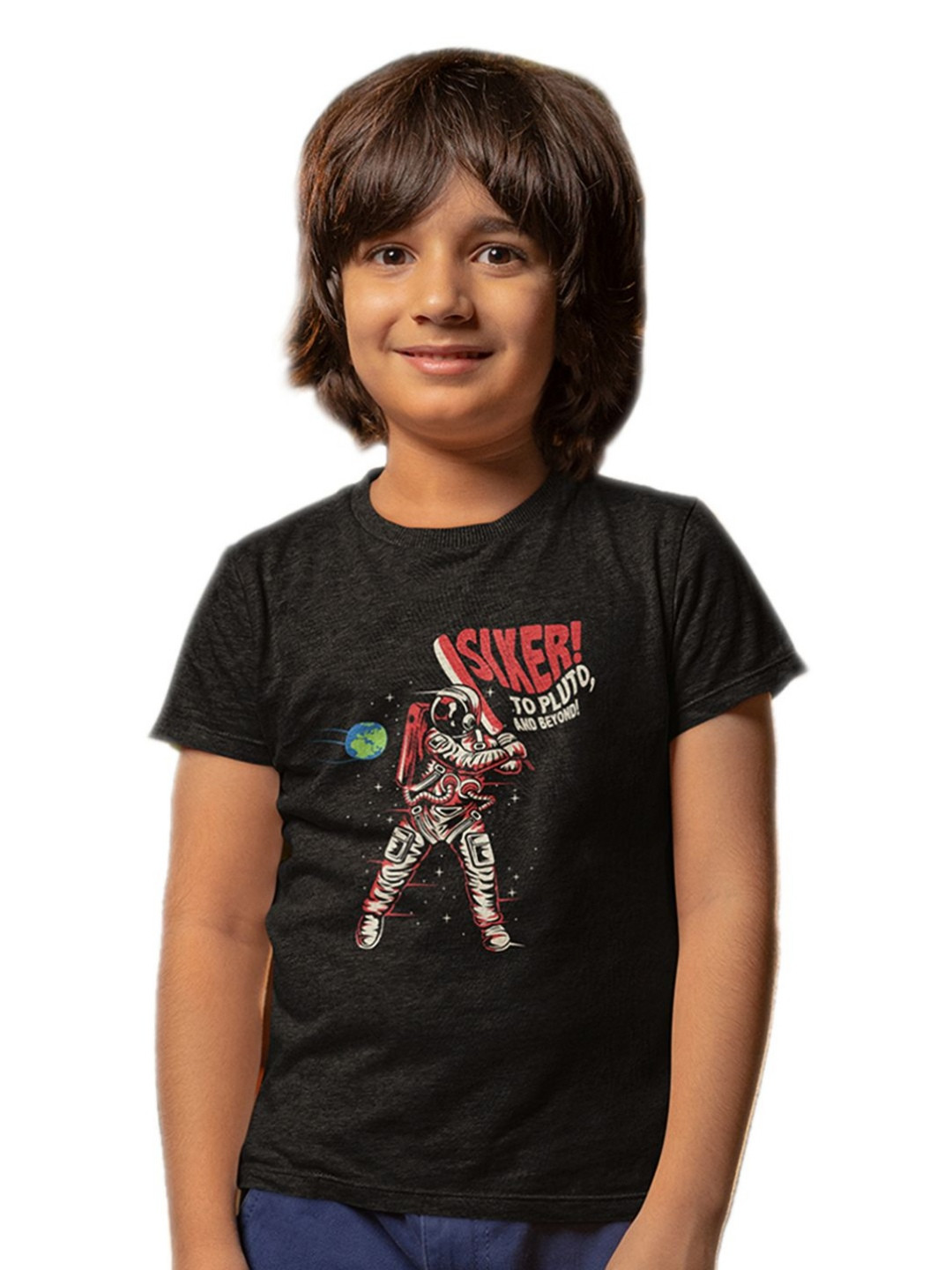 

Tantra Unisex Kids Graphic Printed Round Neck Cotton T-shirt, Black