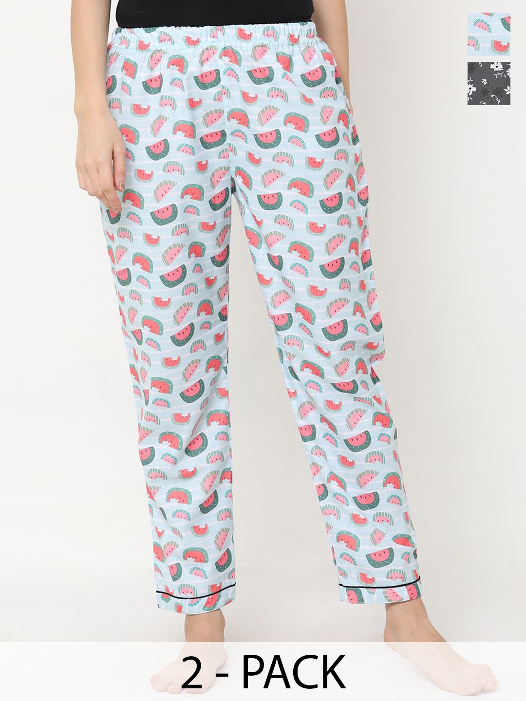 

FashionRack Women Pack Of 2 Printed Lounge Pants, Blue